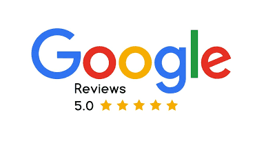 Google Reviews logo with a 5-star rating and a score of 5.0.